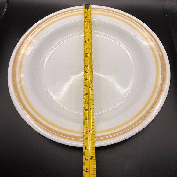 Corelle By Corning Almond Set of 4 Soup Bowls White  Tan Yellow Trim 8.5”-A - Picture 6 of 6